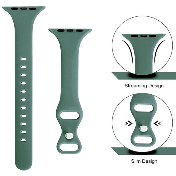 Apple Watch SLIM Silicone Band - PINE GREEN - 38mm/40mm/41mm - Picture 2 of 4